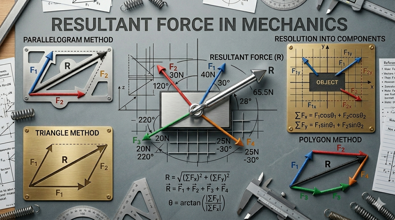 Resultant force in mechanics | formula, calculation & example in Mechanical Design